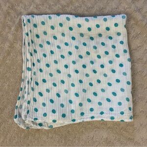 Lulujo Blue White Polka Dots Baby Security Blanket Swaddle Material Muslin Lovey